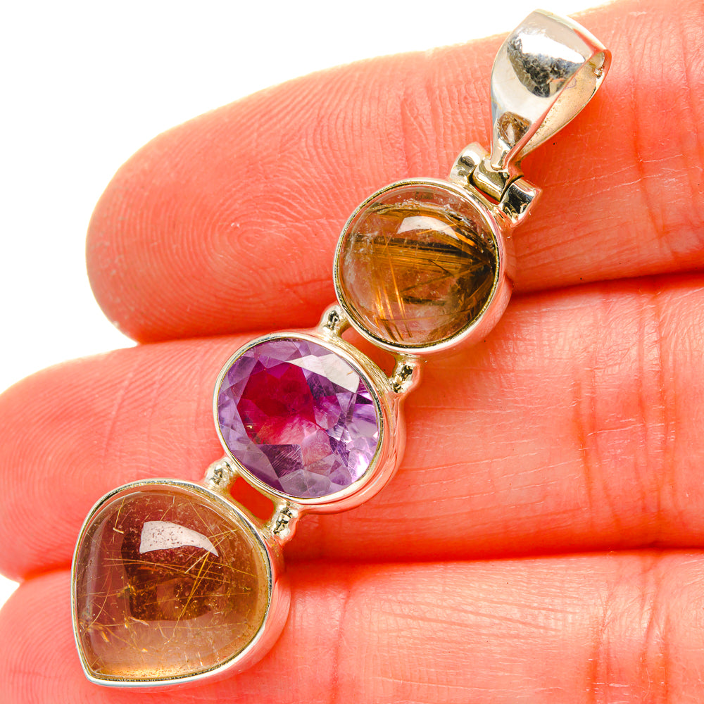 Rutilated Quartz Pendants handcrafted by Ana Silver Co - PD16942