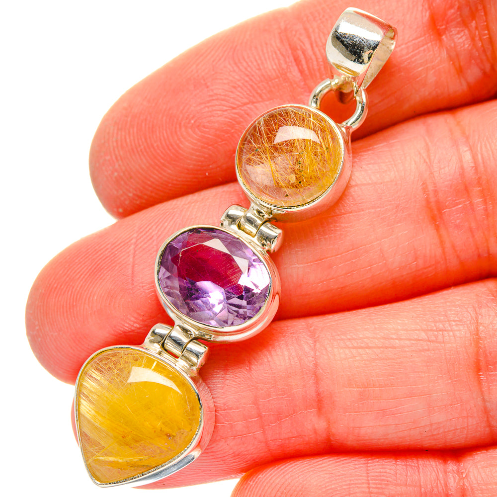 Rutilated Quartz Pendants handcrafted by Ana Silver Co - PD16943