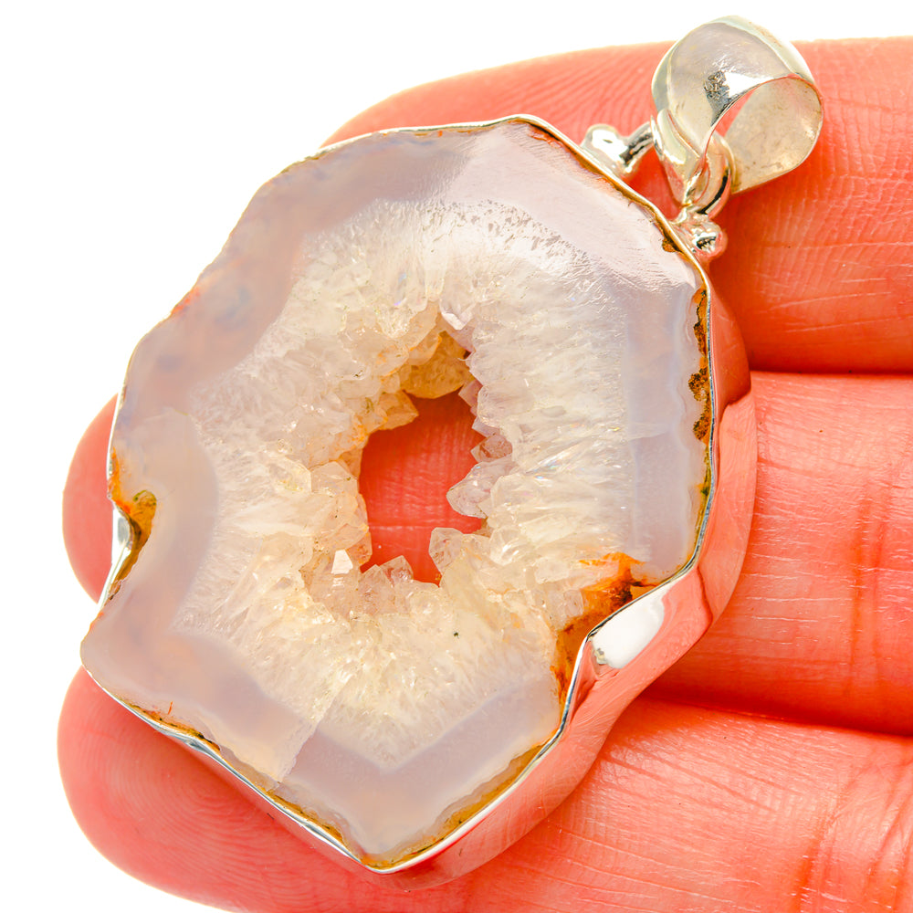 White Geode Slice Pendants handcrafted by Ana Silver Co - PD16946