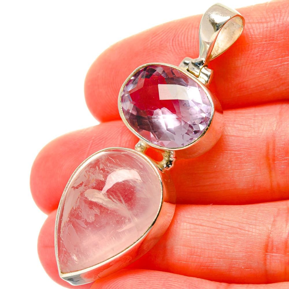 Rose Quartz Pendants handcrafted by Ana Silver Co - PD17001