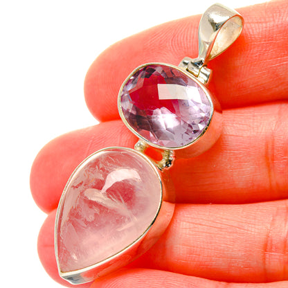 Rose Quartz Pendants handcrafted by Ana Silver Co - PD17001
