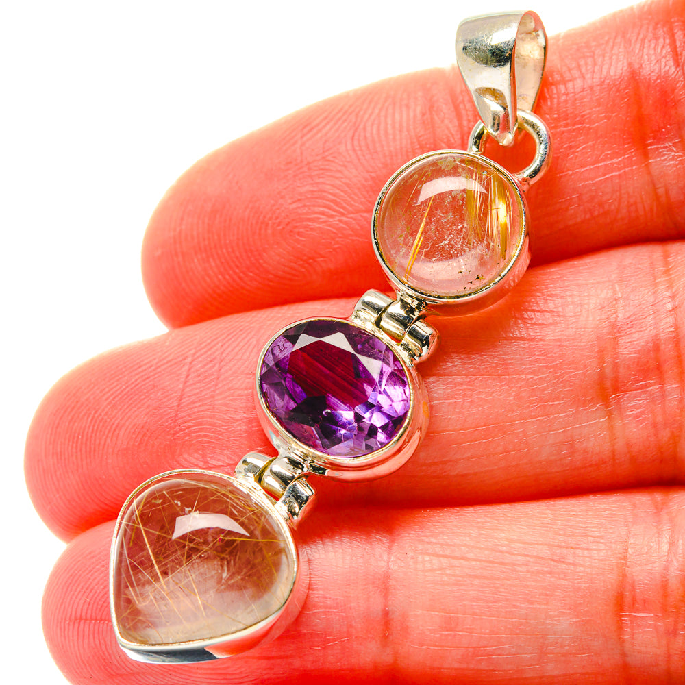 Rutilated Quartz Pendants handcrafted by Ana Silver Co - PD17010