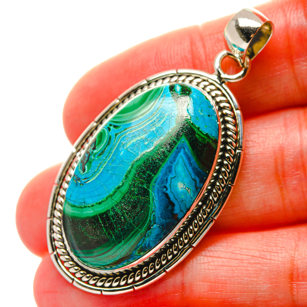 Malachite In Chrysocolla Pendants handcrafted by Ana Silver Co - PD17013