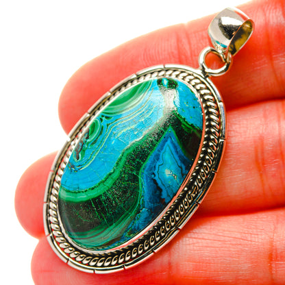 Malachite In Chrysocolla Pendants handcrafted by Ana Silver Co - PD17013