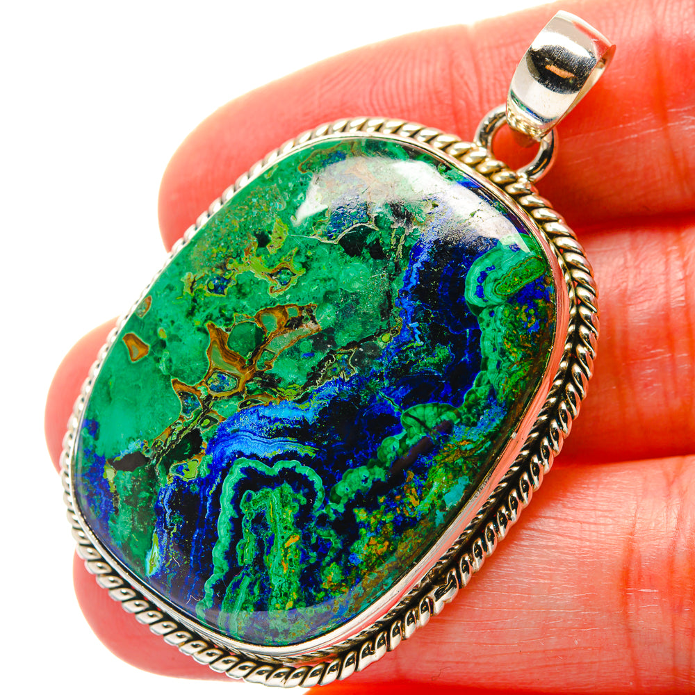 Malachite In Chrysocolla Pendants handcrafted by Ana Silver Co - PD17017