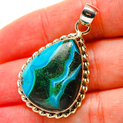 Malachite In Chrysocolla Pendants handcrafted by Ana Silver Co - PD17019