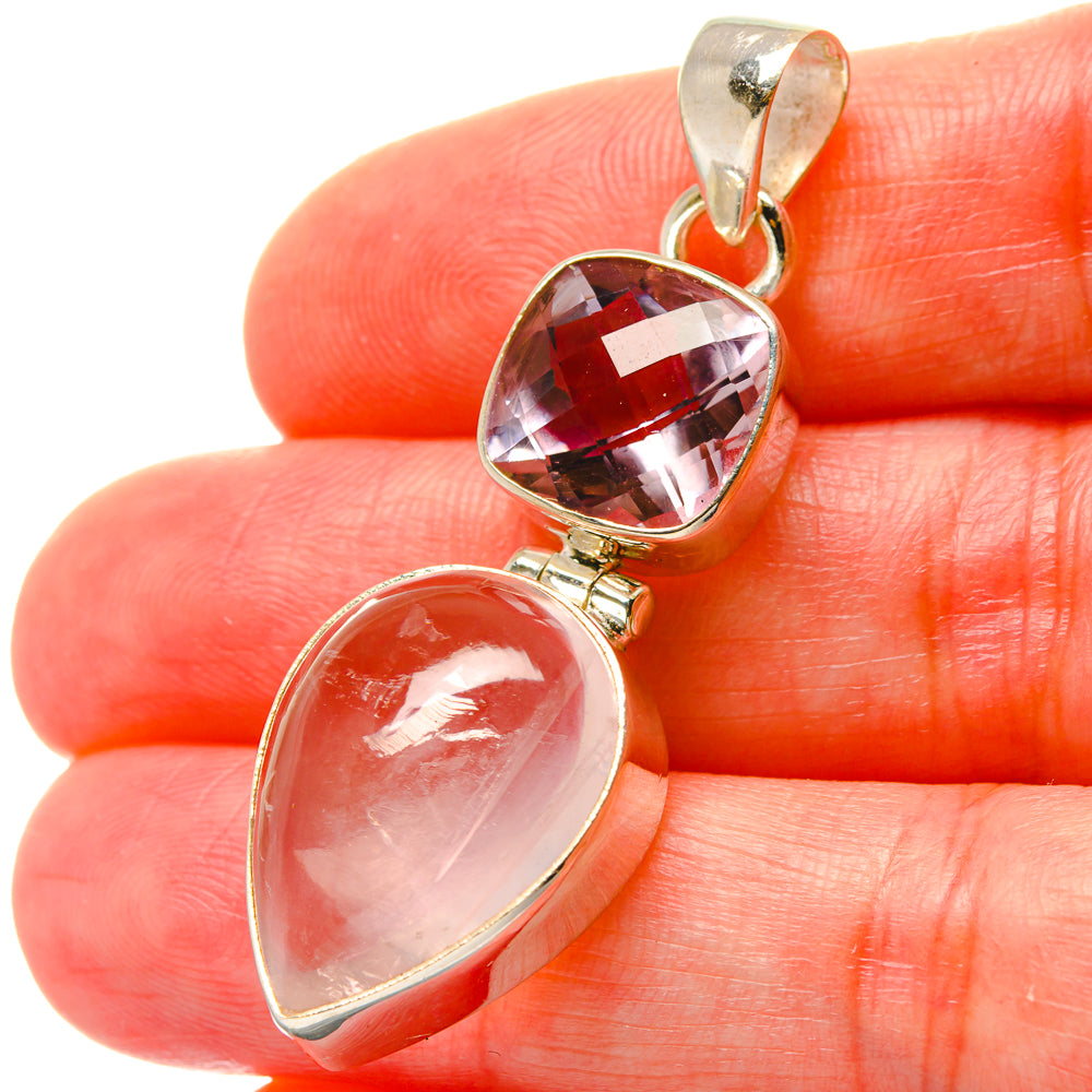 Rose Quartz Pendants handcrafted by Ana Silver Co - PD17037