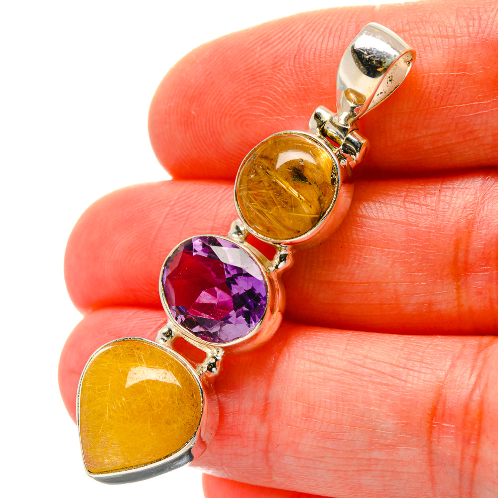 Rutilated Quartz Pendants handcrafted by Ana Silver Co - PD17047