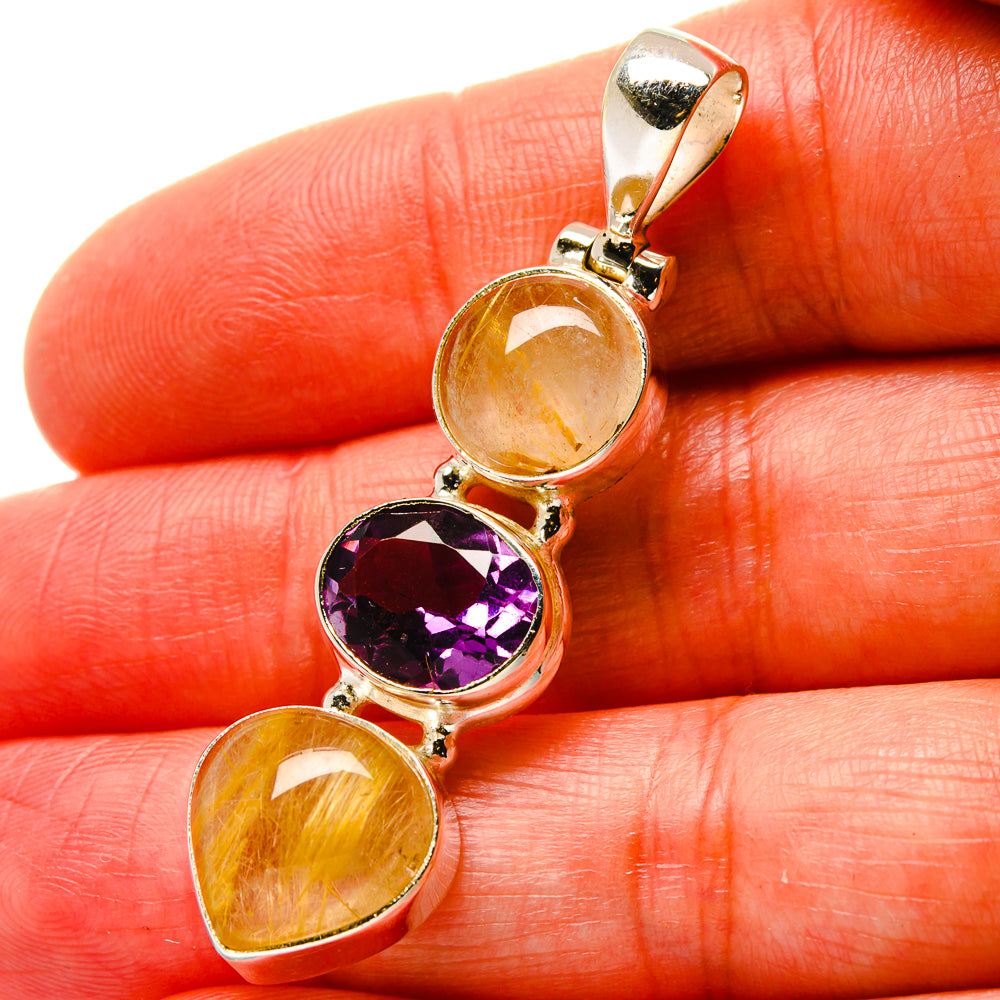 Rutilated Quartz Pendants handcrafted by Ana Silver Co - PD17081