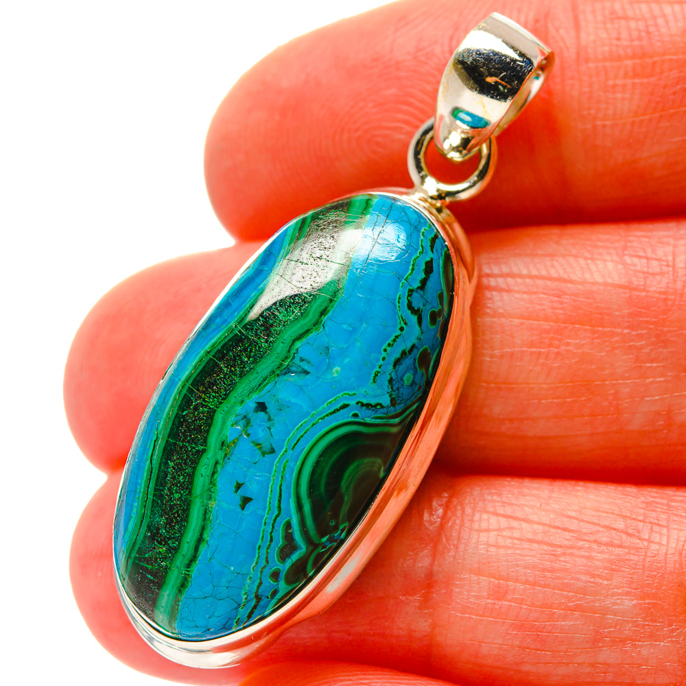 Malachite In Chrysocolla Pendants handcrafted by Ana Silver Co - PD17086