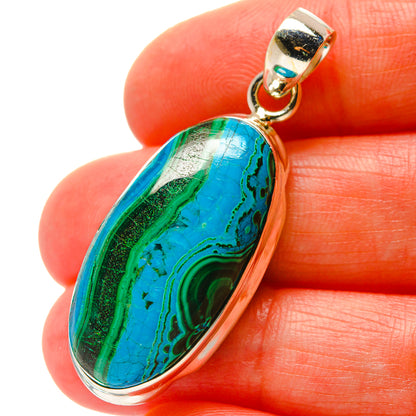 Malachite In Chrysocolla Pendants handcrafted by Ana Silver Co - PD17086