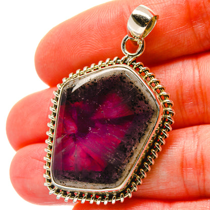 925 sterling silver pendant with purple crystal teardrop cabochon in rope bezel