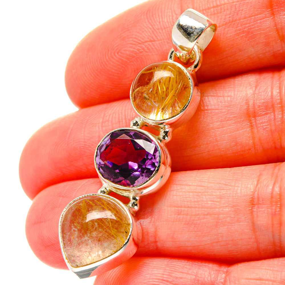 Rutilated Quartz Pendants handcrafted by Ana Silver Co - PD17108