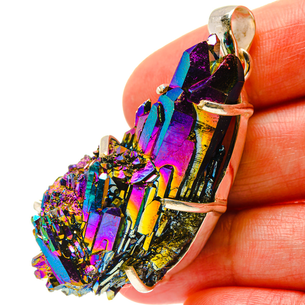 Titanium Sunshine Druzy Pendants handcrafted by Ana Silver Co - PD17169