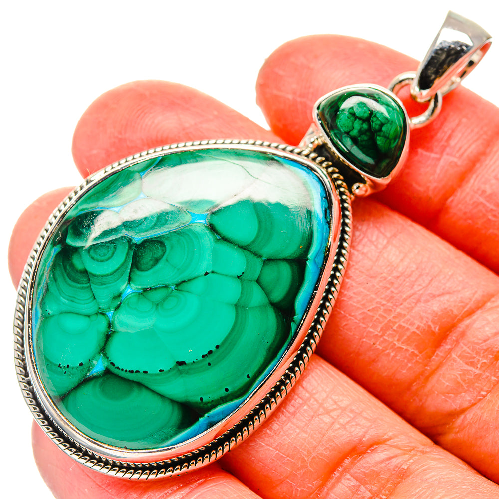 Malachite In Chrysocolla Pendants handcrafted by Ana Silver Co - PD17191