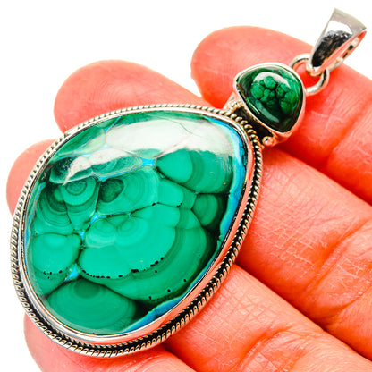 Malachite In Chrysocolla Pendants handcrafted by Ana Silver Co - PD17191