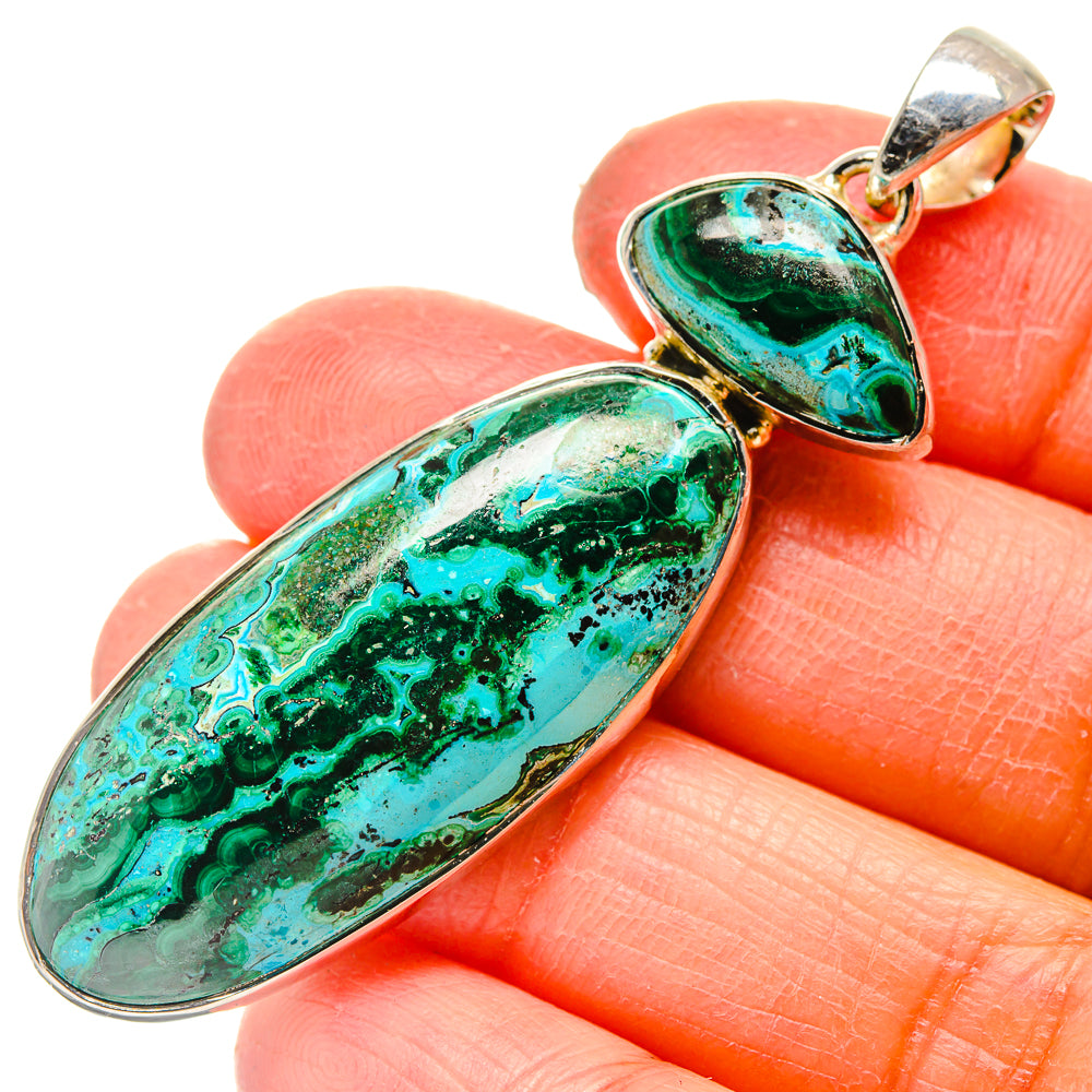 Malachite In Chrysocolla Pendants handcrafted by Ana Silver Co - PD17228