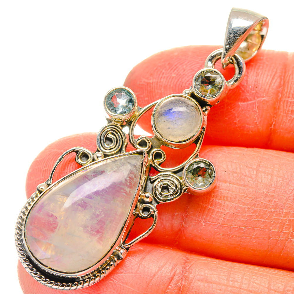 Rainbow Moonstone Pendants handcrafted by Ana Silver Co - PD17234