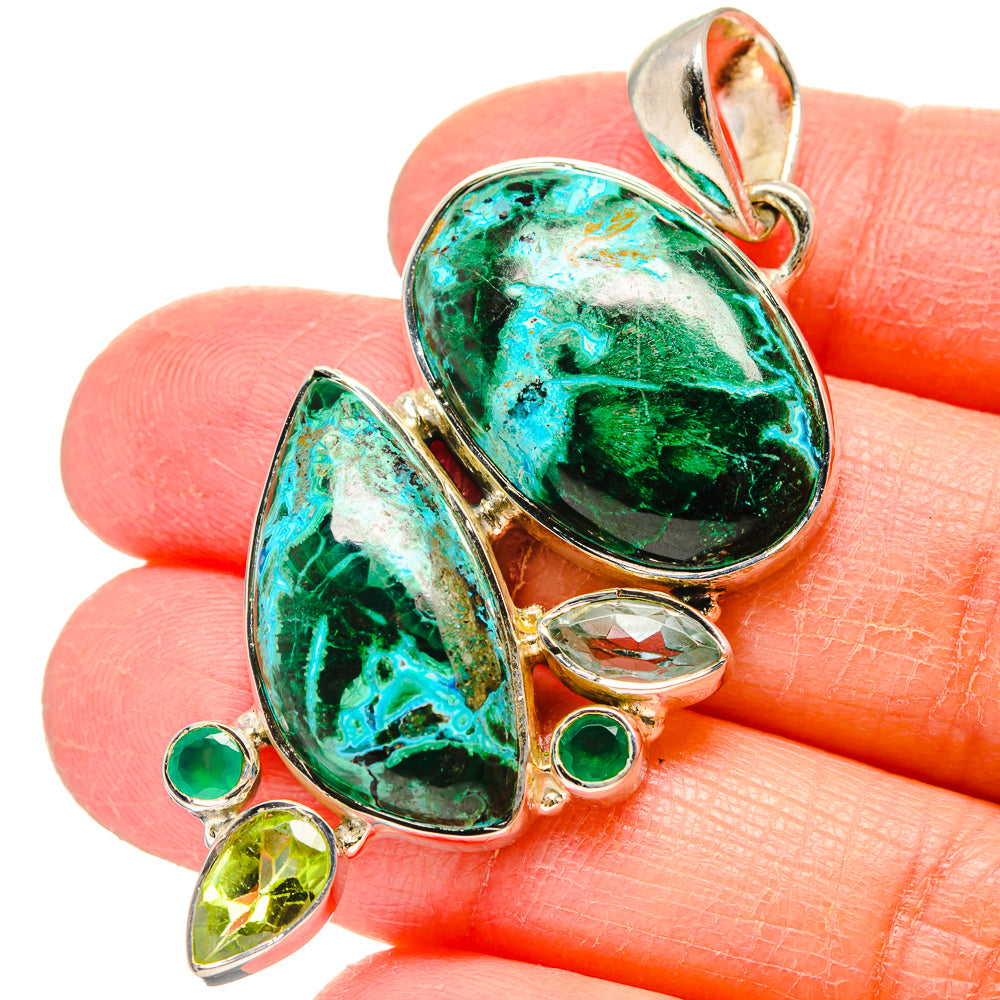 Malachite In Chrysocolla Pendants handcrafted by Ana Silver Co - PD17266