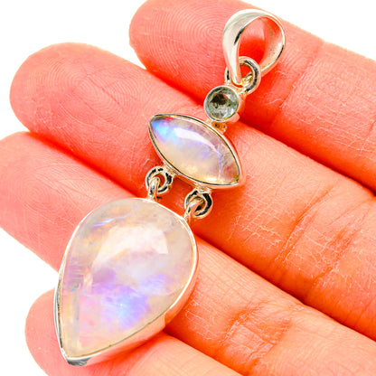 Rainbow Moosntone Pendants handcrafted by Ana Silver Co - PD17279