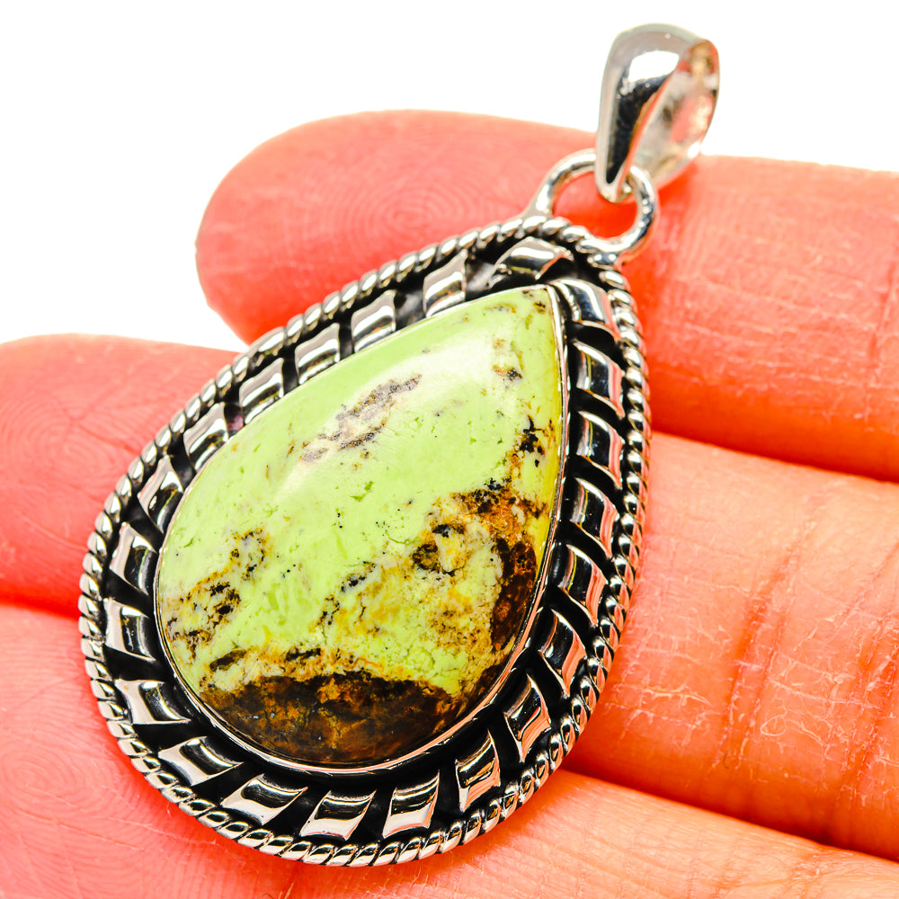 Lemon Chrysoprase Pendants handcrafted by Ana Silver Co - PD17309