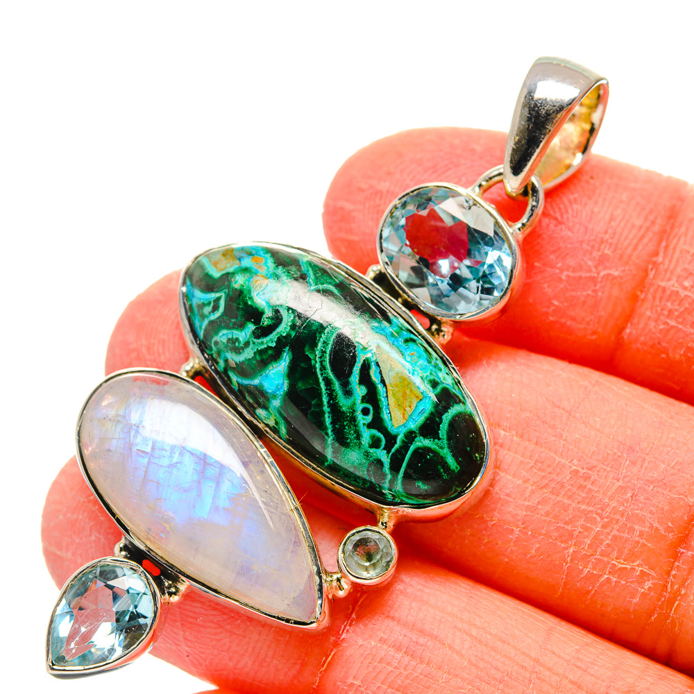 Malachite In Chrysocolla Pendants handcrafted by Ana Silver Co - PD17324
