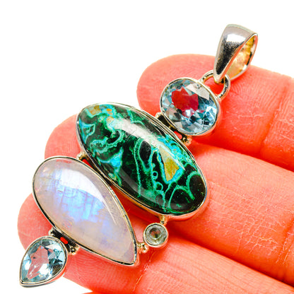 Malachite In Chrysocolla Pendants handcrafted by Ana Silver Co - PD17324