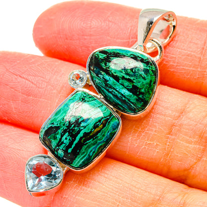 Malachite In Chrysocolla Pendants handcrafted by Ana Silver Co - PD17343