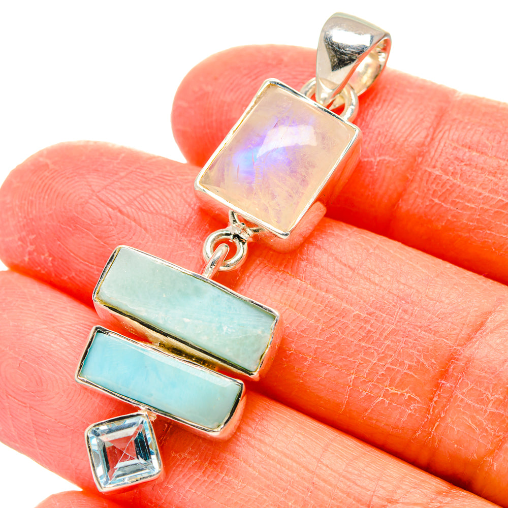 Rainbow Moonstone Pendants handcrafted by Ana Silver Co - PD17347