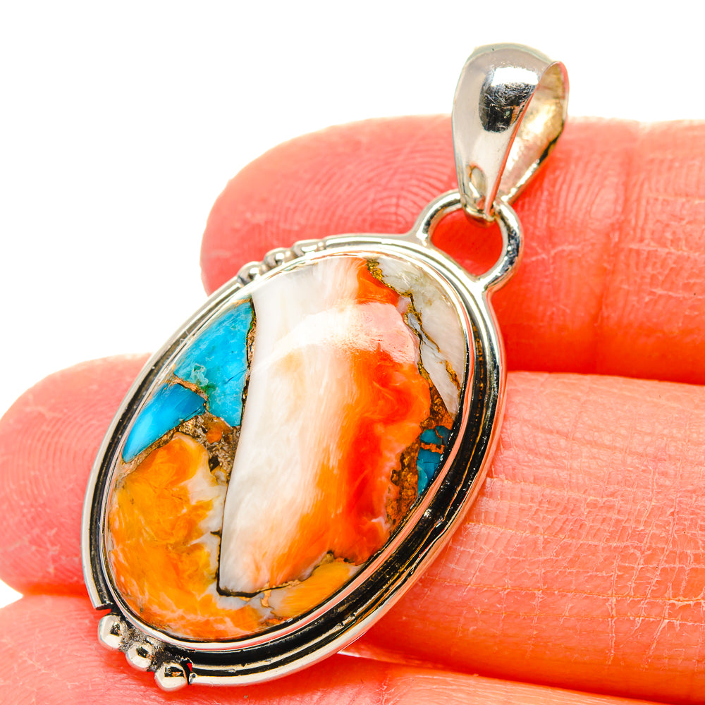 Orange Blue Copper Composite Turquoise Pendants handcrafted by Ana Silver Co - PD17352