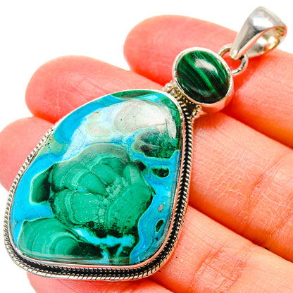 Malachite In Chrysocolla Pendants handcrafted by Ana Silver Co - PD17383