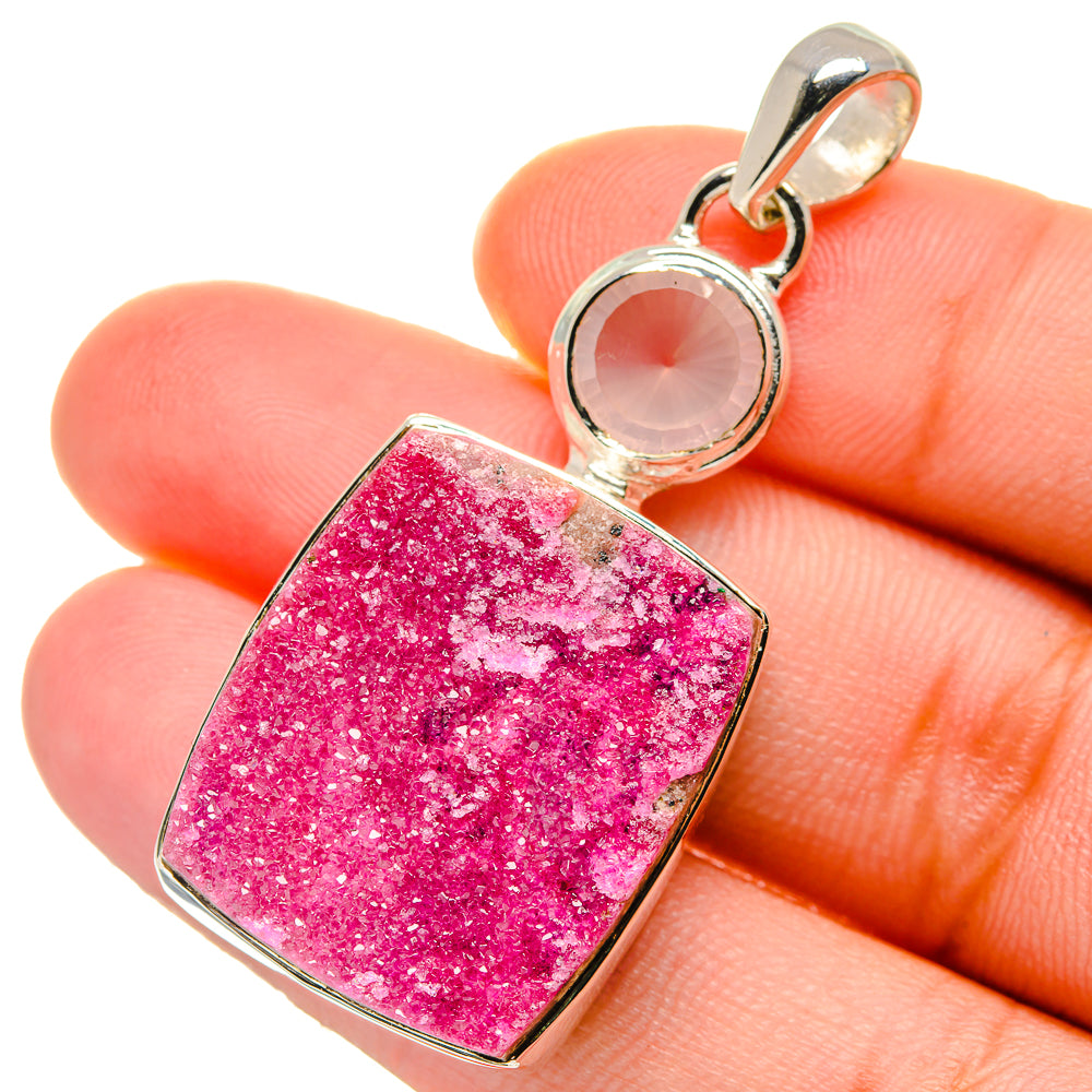 Cobalto Calcite Druzy Pendants handcrafted by Ana Silver Co - PD17415