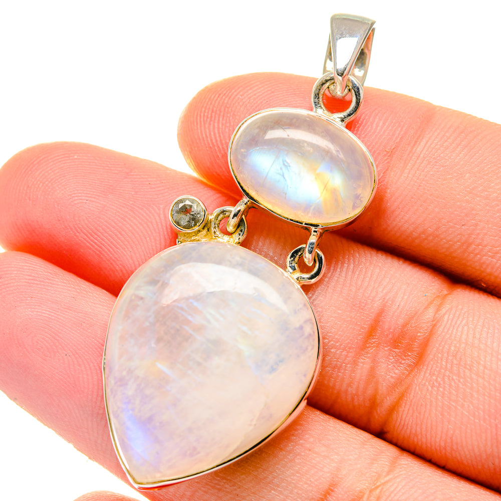 Rainbow Moonstone Pendants handcrafted by Ana Silver Co - PD17422