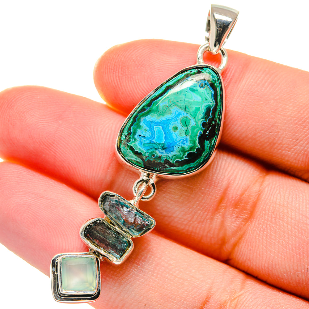 Malachite In Chrysocolla Pendants handcrafted by Ana Silver Co - PD17424