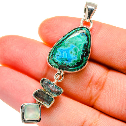 Malachite In Chrysocolla Pendants handcrafted by Ana Silver Co - PD17424