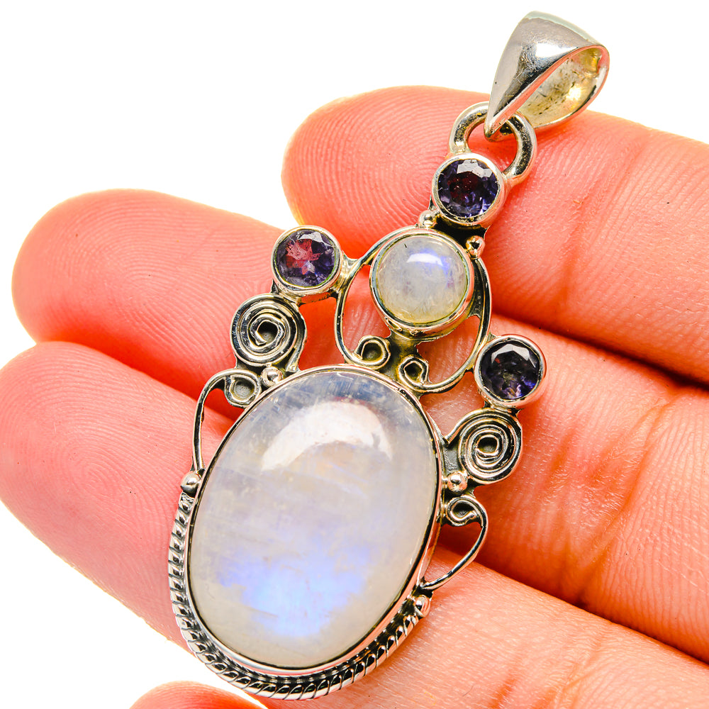 Rainbow Moonstone Pendants handcrafted by Ana Silver Co - PD17444