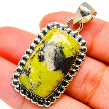 Green opal pendant in 925 sterling silver, teardrop bezel with bail loop