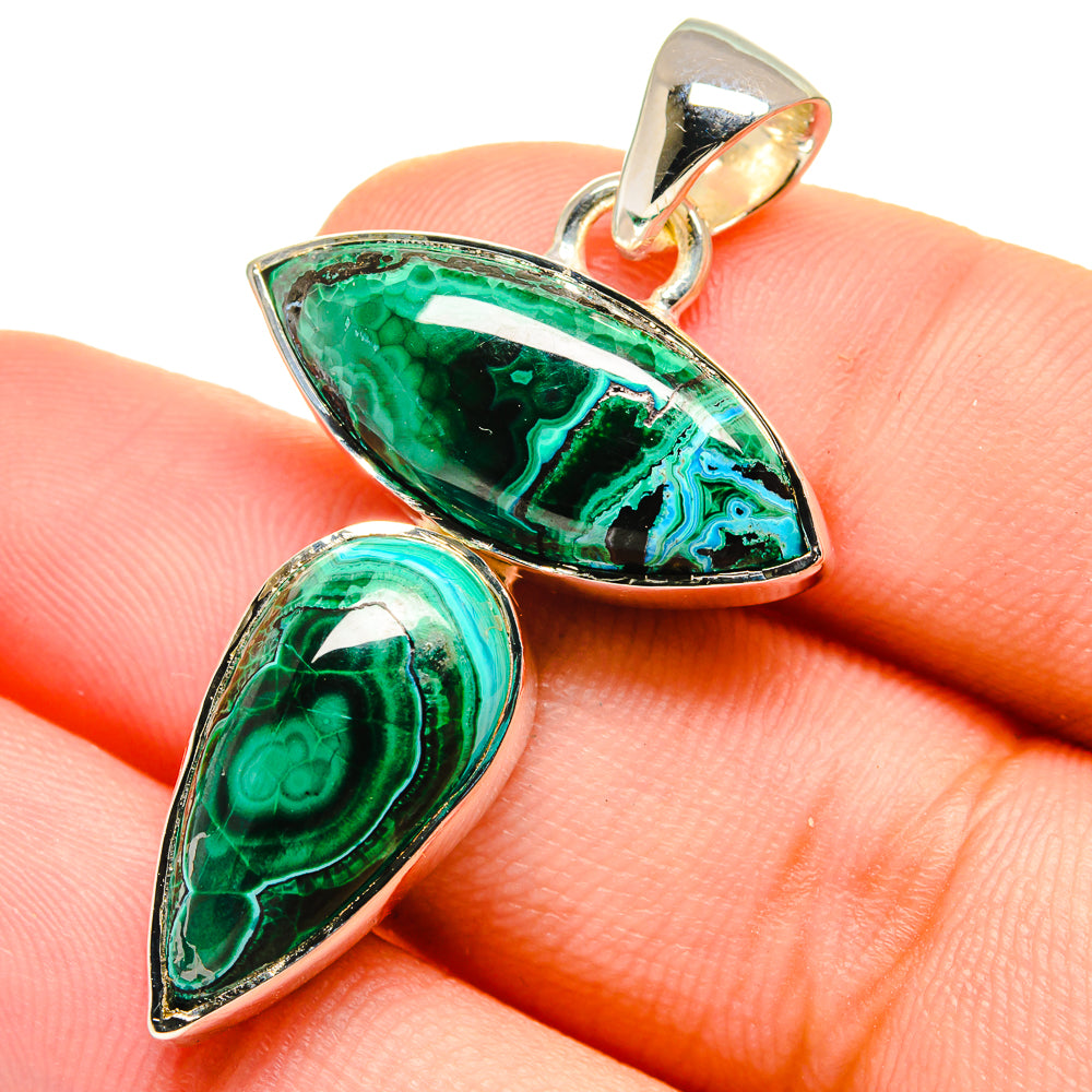 Malachite In Chrysocolla Pendants handcrafted by Ana Silver Co - PD17502