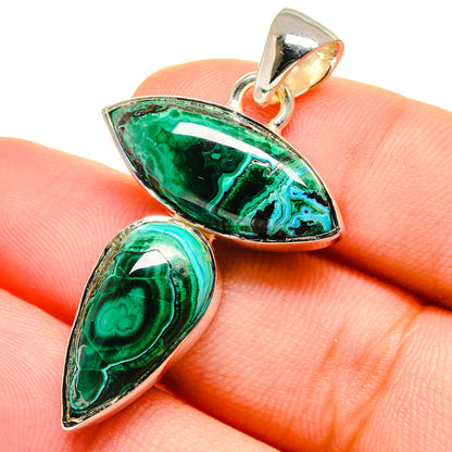 Malachite In Chrysocolla Pendants handcrafted by Ana Silver Co - PD17502