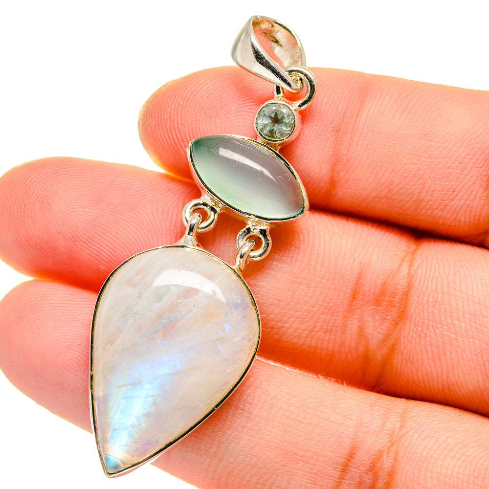 Rainbow Moonstone Pendants handcrafted by Ana Silver Co - PD17551