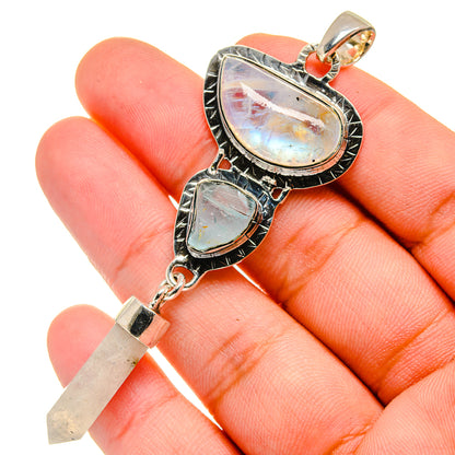 Rainbow Moonstone Pendants handcrafted by Ana Silver Co - PD17553