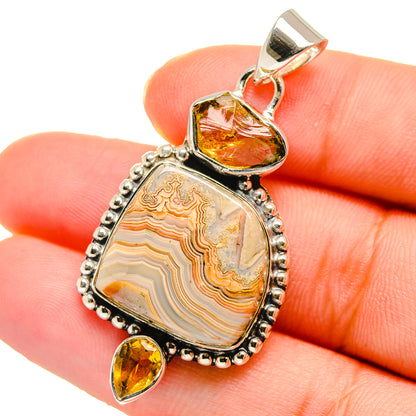 Laguna Lace Agate Pendants handcrafted by Ana Silver Co - PD17675