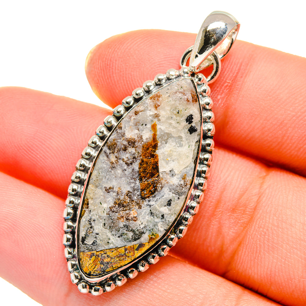 925 sterling silver rough astrophyllite teardrop pendant with beaded edge and loop bail