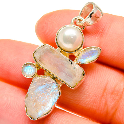Rainbow Moonstone Pendants handcrafted by Ana Silver Co - PD17733