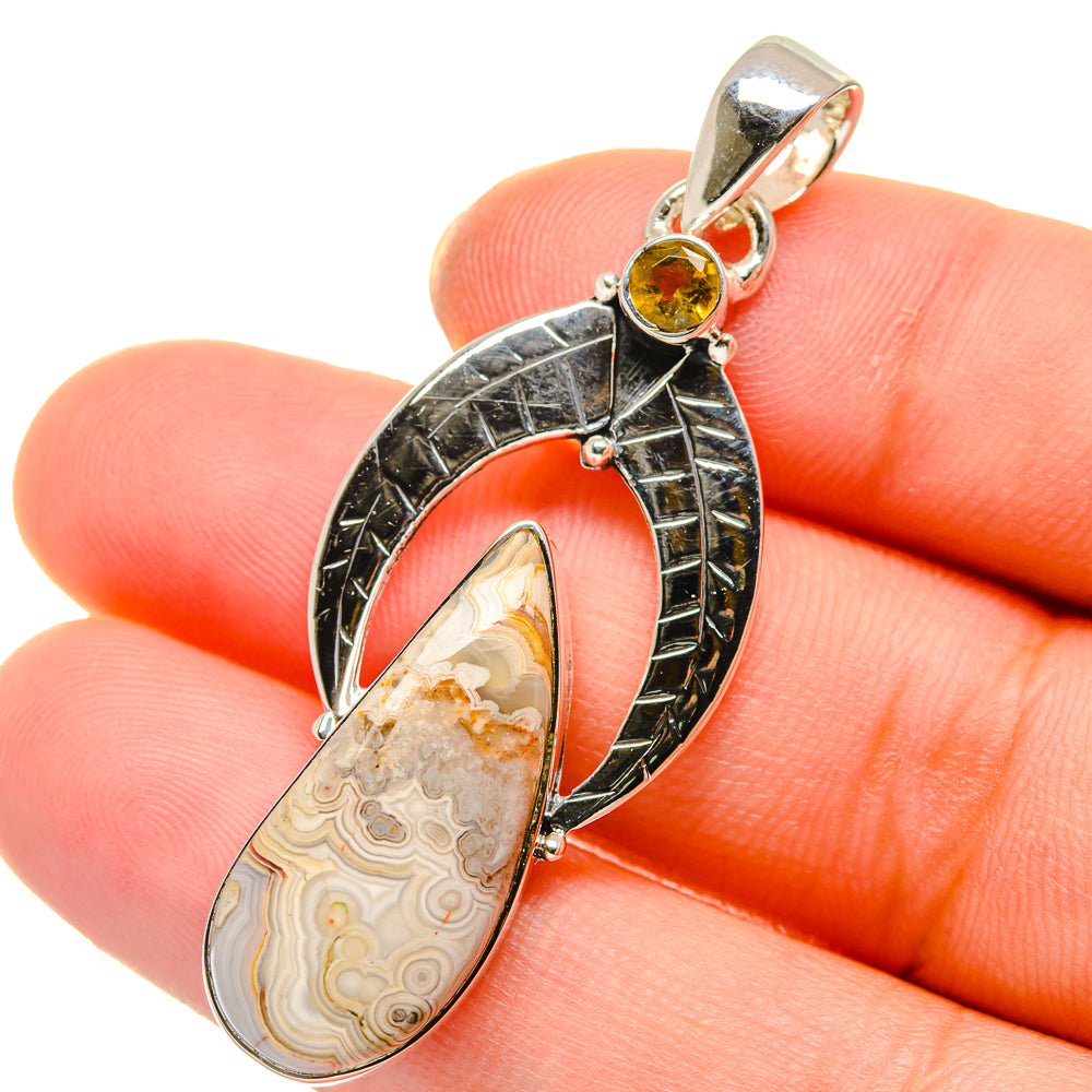Laguna Lace Agate Pendants handcrafted by Ana Silver Co - PD17745