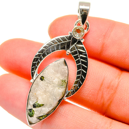 Green Tourmaline In Quartz Pendants handcrafted by Ana Silver Co - PD17747