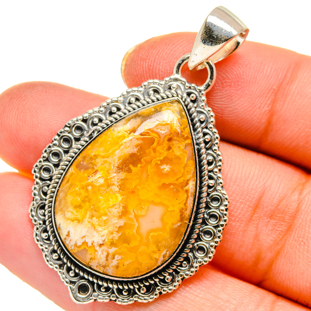 Plume Agate Pendants handcrafted by Ana Silver Co - PD17778