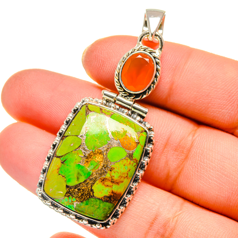 Green Copper Composite Turquoise Pendants handcrafted by Ana Silver Co - PD17787