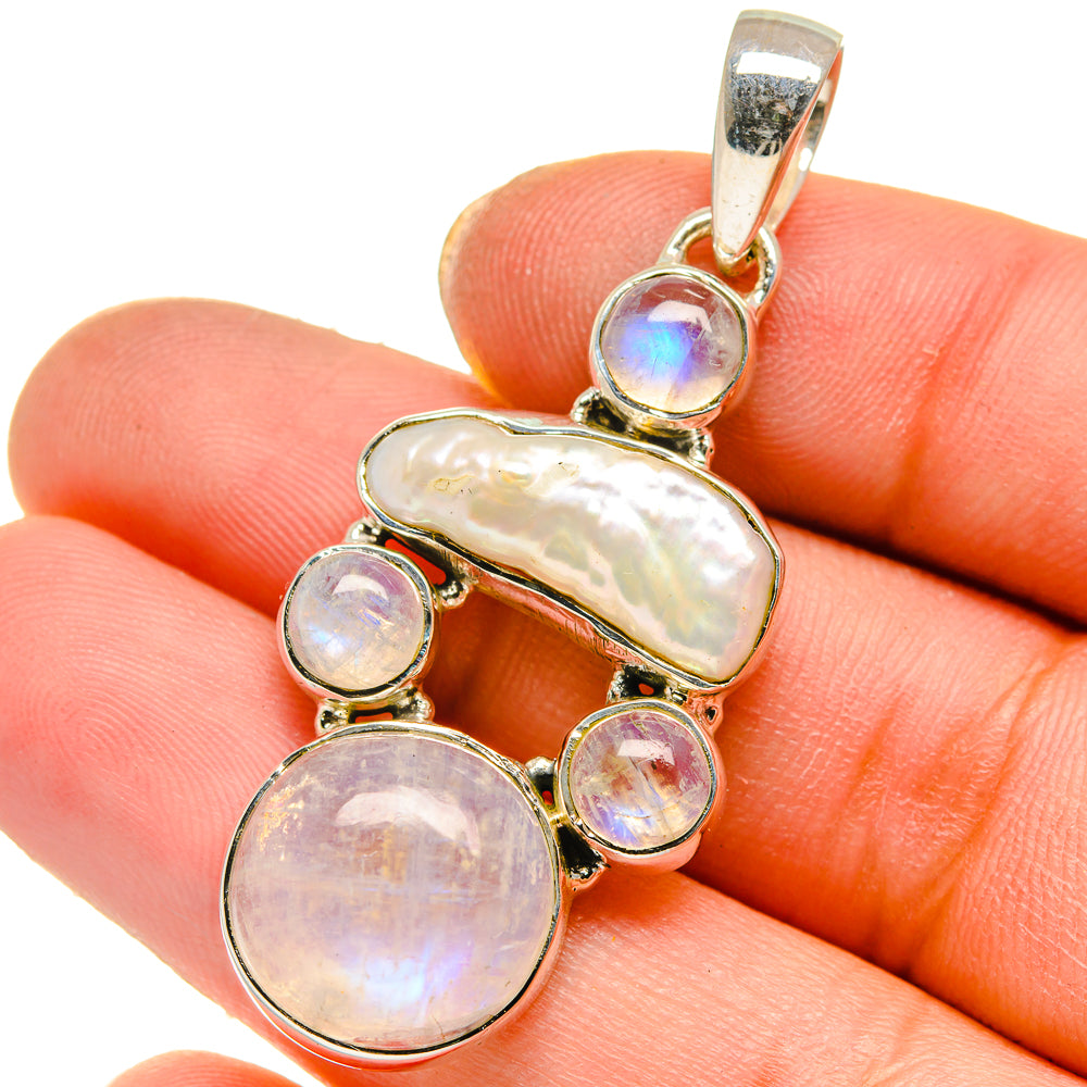 Rainbow Moonstone Pendants handcrafted by Ana Silver Co - PD17831