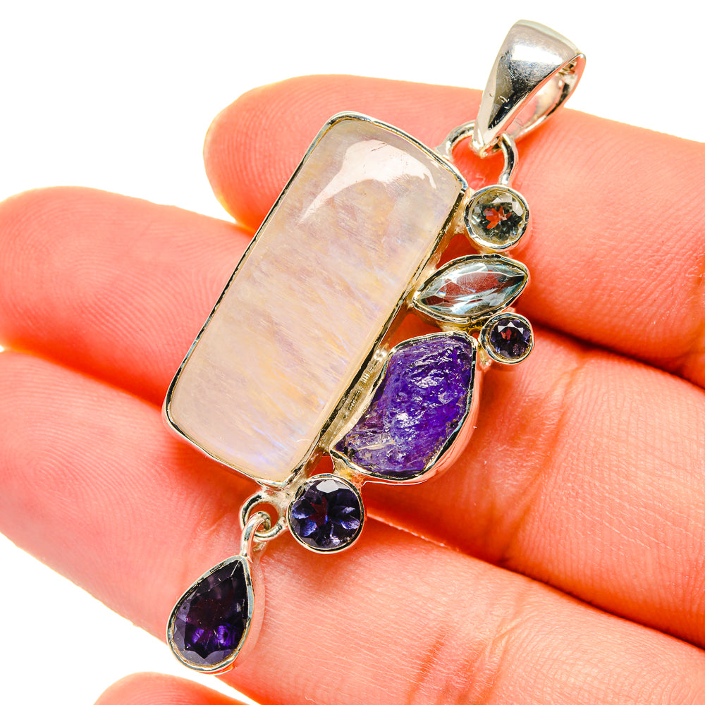 Rainbow Moonstone Pendants handcrafted by Ana Silver Co - PD17897
